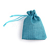 Polyester Imitation Burlap Packing Pouches Drawstring Bags X-ABAG-R005-9x7-17-2