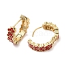 Flower Real 18K Gold Plated Brass Hoop Earrings EJEW-L268-015G-06-2