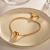 304 Stainless Steel Round Ball Charm Box Chain Slider Bracekets for Women MP4435-2-4