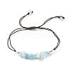 Natural Aquamarine Chips Braided Bead Bracelet BJEW-JB08019-10-1