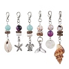 6Pcs Natural Freshwater Shell & Alloy Pendant Decorations HJEW-JM02735-1