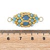 Dyed Natural Malaysia Jade & Glass Seed Beads Connector Charms PALLOY-MZ01403-03-3
