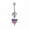 316L Surgical Stainless Steel Pave Clear Cubic Zirconia Curved Barbell Dangle Belly Rings FS-WG3A43F-08-1