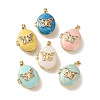 Brass Enamel Photo Locket Pendants KK-K305-20G-1