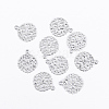 Flat Round Brass Flower Filigree Findings Charms Pendants LS-KK-O015-05S-1