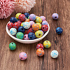 Fashewelry 80Pcs 8 Colors Printed Natural Wood Beads WOOD-FW0001-08-5