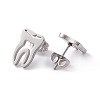 304 Stainless Steel Tooth Shape Stud Earrings for Men Women EJEW-C044-01P-2