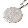 Non-Tarnish Flat Round 304 Stainless Steel Saint Michael Medal Pendant Necklaces for Women and Men NJEW-F324-08P-1