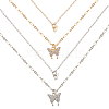 ANATTASOUL 2Pcs 2 Colors Crystal Rhinestone Butterfly Pendant Double Layer Necklaces Set NJEW-AN0001-23-1