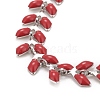 Enamel Wheat Link Chains Bracelet BJEW-P271-02P-05-2