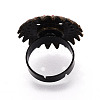 Adjustable Flower Alloy & Iron Rhinestone Bezel Cup Ring Base with Rotatable Tray MAK-T012-04AB-3