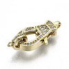 Brass Micro Pave Clear Cubic Zirconia Lobster Claw Clasps KK-N227-49G-NF-2