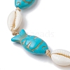 Natural Shell & Synthetic Turquoise Braided Bead Bracelets AJEW-AN00562-03-3