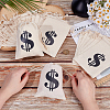 Black Dollar Sign Printed Cotton Cloth Drawstring Bgas ABAG-WH0083-012-3