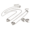 Heart 304 Stainless Steel Rhinestone Pendant Necklaces & Bracelets & Stud Earrings Sets for Women SJEW-C004-06P-1