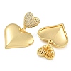 Brass Micro Pave Clear Cubic Zirconia Heart Stud Earrings EJEW-K293-18G-2