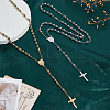 2Pcs 2 Colors 201 Stainless Steel Rosary Bead Necklaces NJEW-GO0001-08-4