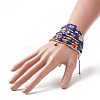 7Pcs 7 Style Evil Eye Lampwork & Glass Seed & Brass Beaded Stretch Bracelets Set for Women BJEW-JB09249-03-6