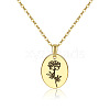 304 Stainless Steel Birth Month Flower Pendant Necklace HUDU-PW0001-034J-1