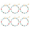 Brass Enamel Evil Eye Link Bracelets BJEW-NB0001-03-1