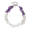 Natural Mixed Gemstone Chip Beads Beaded Bracelets for Women BJEW-JB11334-3