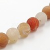 Frosted Round Natural Agate Beads Strands G-O038-04B-2