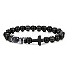 Bohemian Tiger Eye Stone Bracelet Cross Natural Stone Beads Vintage Matte Bead Bracelet ZU3790-11-1