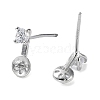 Rhodium Plated 925 Sterling Silver with Cubic Zirconia Stud Earring Findings STER-G036-07P-2