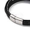 Men's Braided Black PU Leather Cord Multi-Strand Bracelets BJEW-K243-10P-3