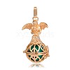 Golden Plated Brass Hollow Round Cage Pendants KK-J251-09G-1