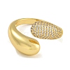 Brass Micro Pave Cubic Zirconia Cuff Rings for Women RJEW-P127-11G-2