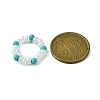 Round Synthetic Turquoise with Glass Seeded Beaded Stretch Rings for Women RJEW-JR00707-03-3