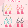 ANATTASOUL 3 Pairs 3 Colors Alloy Flamingo Chandelier Earrings EJEW-AN0004-43-2