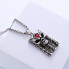 Vintage Hip-hop Stainless Steel Skull Red Evil Eye Pendant Necklaces for Men HR1358-1