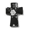 Cross with Flower Silicone Focal Beads X-SIL-G006-02G-1