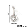 Heart Brass Rhinestone Belly Rings Curved Barbell OZ3962-4-1