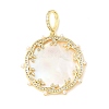 Brass Micro Pave Clear Cubic Zirconia & Natural White Shell Pendants CU-CBA6938-09G-01-1