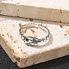 Sterling Silver Open Cuff Rings for Women RJEW-R008-01AS-04-2