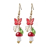 304 Stainless Steel Butterfly & Mushroom Dangle Earrings for Women EJEW-JE06235-01-1