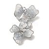 Brass Clear Cubic Zirconia & Glass Flower Connector Charms KK-K388-63P-1