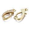 Brass Micro Pave Clear Cubic Zirconia Lobster Claw Clasps KK-Q769-035-NF-2