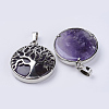 Natural Amethyst Pendants G-P350-D01-2