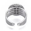 304 Stainless Steel Open Cuff Finger Ring Cabochon Settings STAS-T060-06P-2