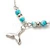 304 Stainless Steel Mixed Shape Charm Anklet with Round Natural White Jade Beads for Women AJEW-AN00498-6