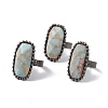 Natural Regalite/Imperial Jasper/Sea Sediment Jasper Oval Open Cuff Ring RJEW-F141-01AS-1