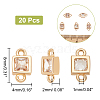 Unicraftale Brass Cubic Zirconia Square Connector Charms KK-UN0001-22-2