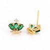 Brass Micro Pave Cubic Zirconia Stud Earrings KK-S356-251-NF-2