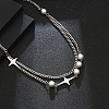 Double Layer Star Imitation Pearl Pendant Necklace NB3263-1