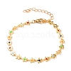 Brass Enamel Flower Link Chain Bracelets BJEW-JB05591-1