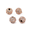 Round Brass Micro Pave Cubic Zirconia Beads ZIRC-N016-01RG-4MM-2